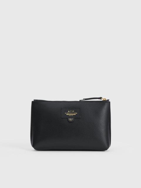 ATP ATELIER Solaio Black Grained Leather Beauty Bag