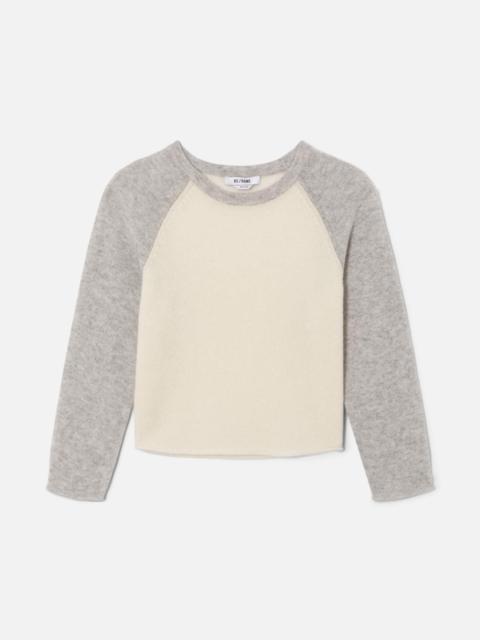 RE/DONE Featherweight Cashmere Baseball Raglan - Ivory/Light Heather Grey