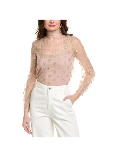 Valentino Valentino Pintuck Tulle Blouse