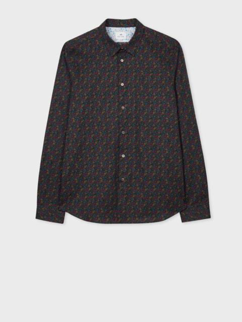 Paul Smith Slim-Fit Navy 'Small Floral' Print Shirt