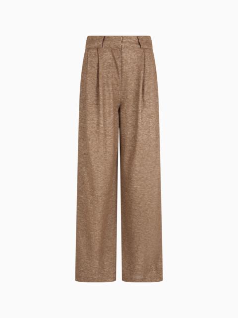 GIORGIO ARMANI LINEN BLEND JERSEY WIDE TROUSERS