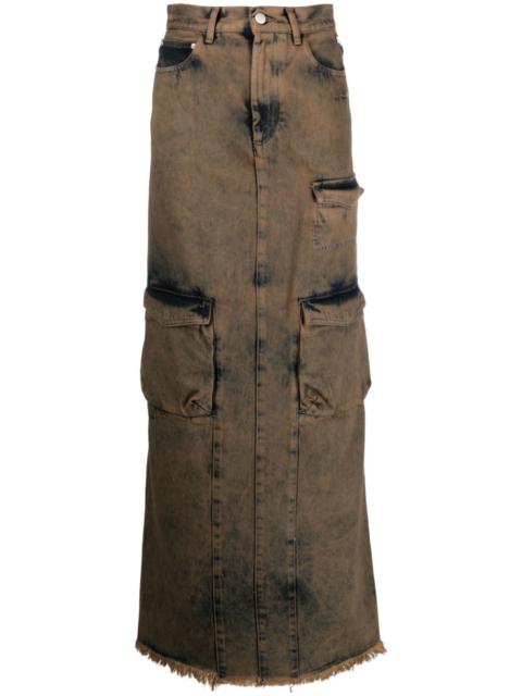 maxi denim cargo skirt