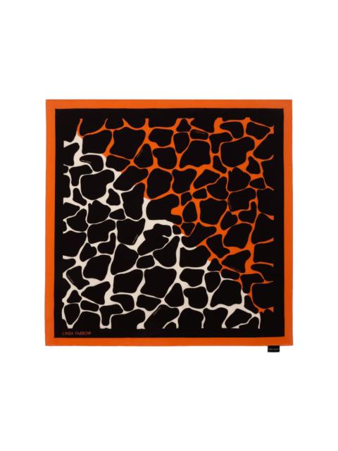 LINDA FARROW ORANGE ANIMAL PRINT SCARF 90CM