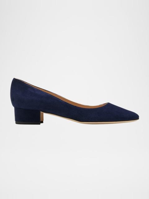 Manolo Blahnik Lista Suede Block-Heel Pumps