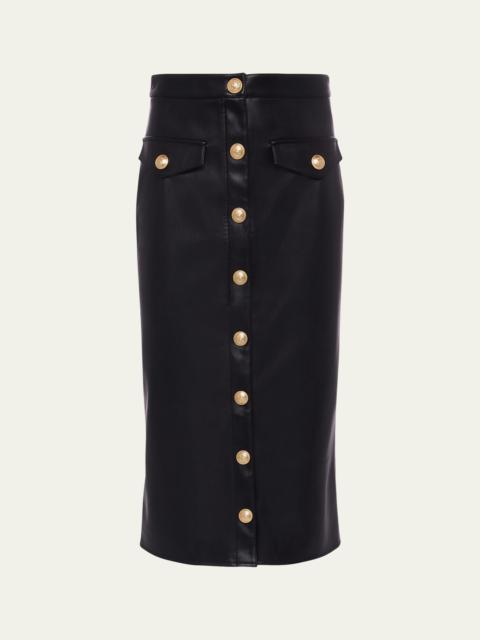 L'AGENCE Milan Faux Leather Midi Skirt