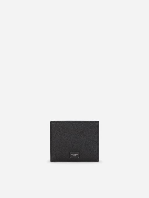 Dauphine calfskin bifold wallet with branded plate