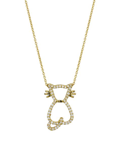 ROBERTO COIN Women's Tiny Treasures Cat 18K Yellow Gold & 0.19 TCW Diamond Cat Pendant Necklace - Yellow Gold