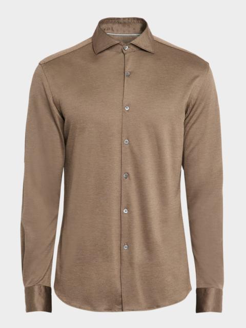 Canali Men's Cotton and Lyocell Jersey Sport Shirt