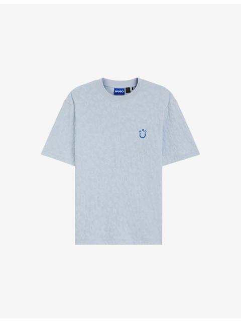HUGO Brand-Embroidered Leopard-Print Cotton-Jersey T-Shirt