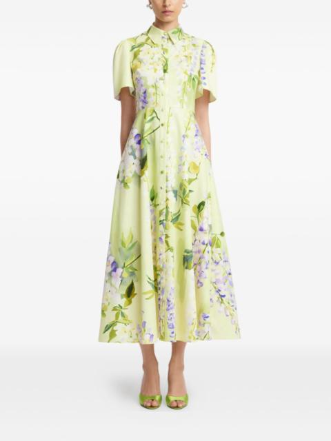 LEO LIN Bianca floral-appliquéd midi dress