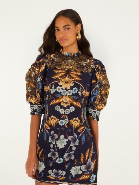 FARM RIO Golden Nature Short Sleeve Mini Dress