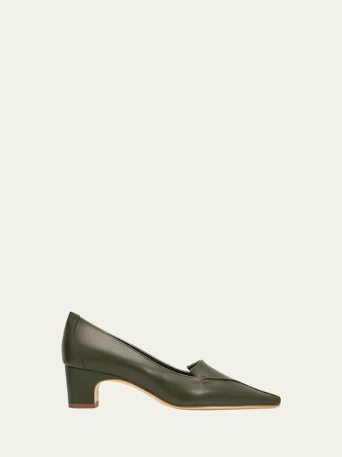 Manolo Blahnik 50mm Cleofelo Low-Heel Leather Pumps