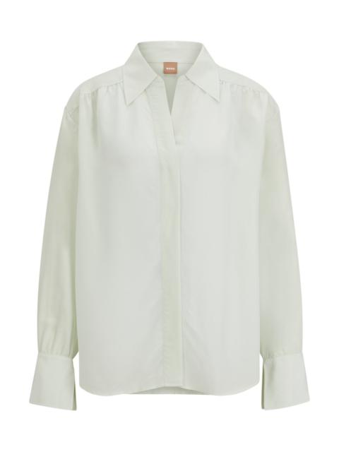 BOSS RELAXED-FIT BLOUSE WITH CONCEALED PLACKET AND POINT COLLAR