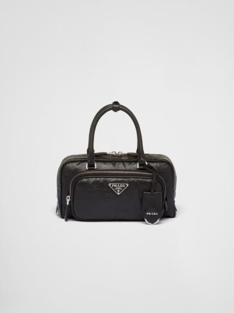 Prada Bauletto Leather-Trimmed Re-Nylon Top Handle Bag black