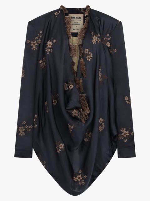 UMA WANG KINOA FLORAL EMBROID JACKET | BLACK/TAN