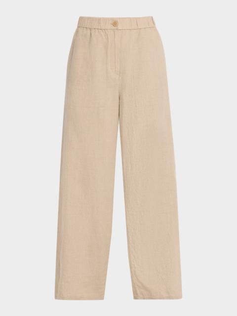 EILEEN FISHER Wide-Leg Organic Linen Ankle Pants