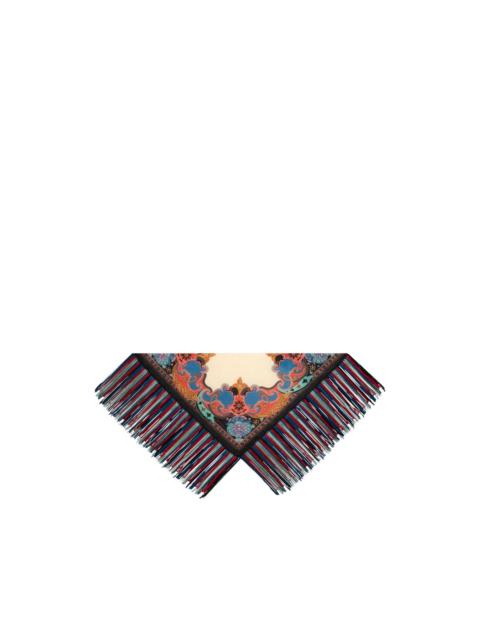 Etro floral fringing silk scarf