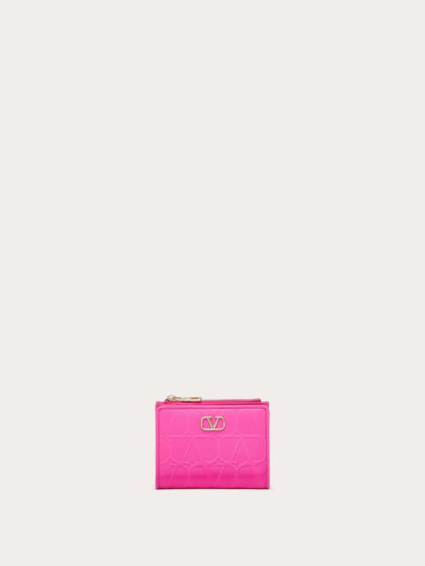 Valentino VALENTINO GARAVANI LEATHER TOILE ICONOGRAPHE WALLET IN CALFSKIN