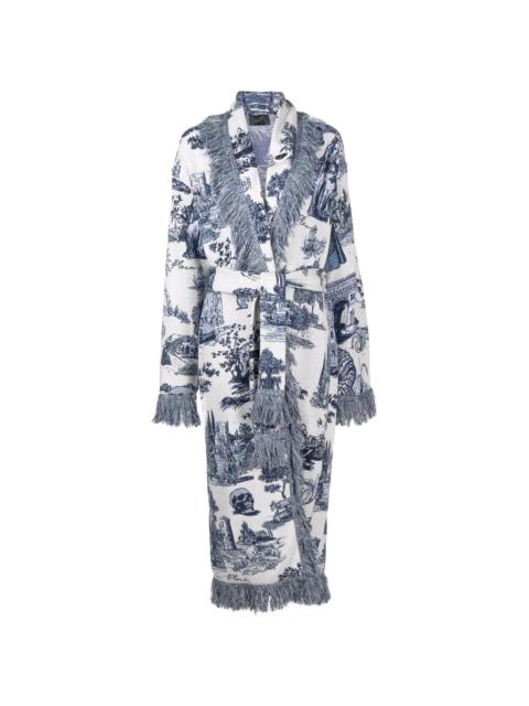 PHILIPP PLEIN intarsia-knit fringed-edge cardigan