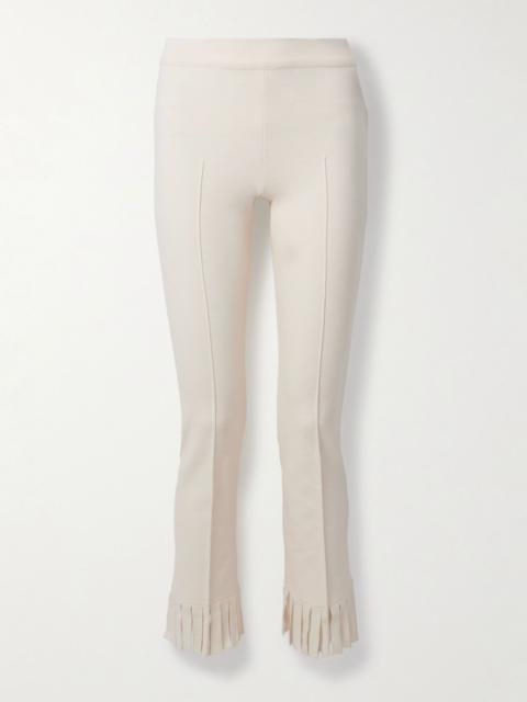HIGH SPORT Louis fringed cotton-blend jacquard straight-leg pants Ivory