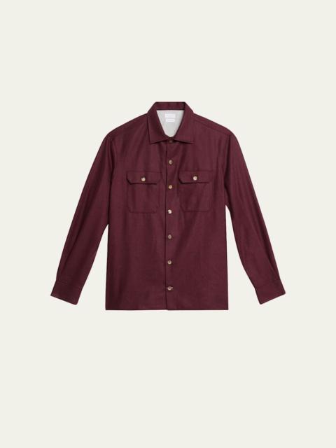 Brunello Cucinelli Men's Carded Flannel Overshirt