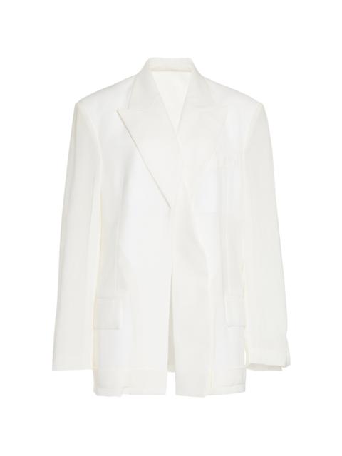 Tailored Wool-Blend Blazer white