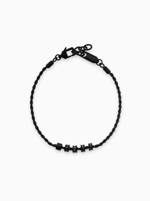 EMPORIO ARMANI Gunmetal Stainless Steel Chain and Rondelle Bracelet