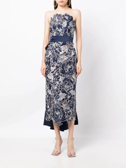 Marchesa STRAPLESS COLUMN MIDI DRESS