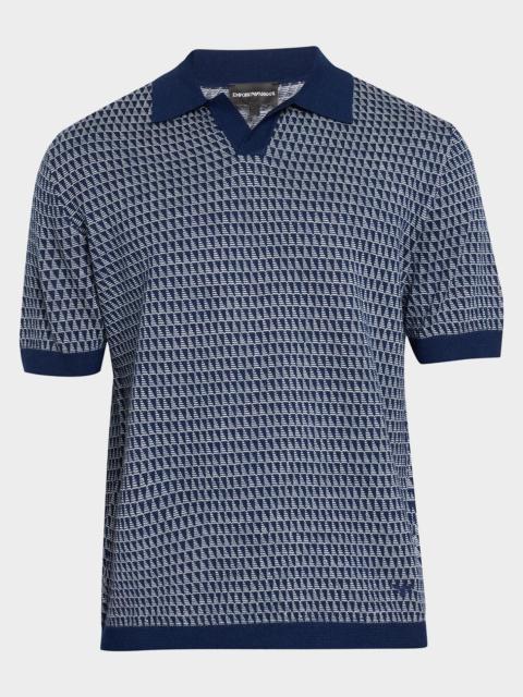 EMPORIO ARMANI Men's Contrast Triangle Jacquard Short-Sleeve Sweater