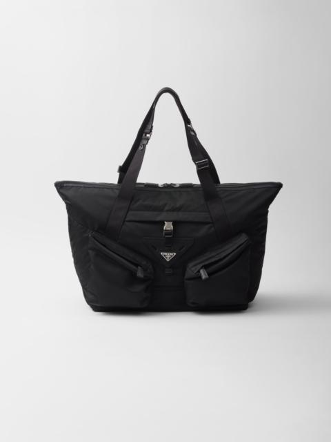 Re-Nylon and leather travel bag