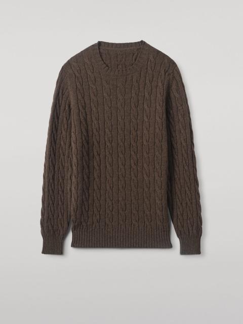Johnstons of Elgin Calder Brown Cable Cashmere Jumper