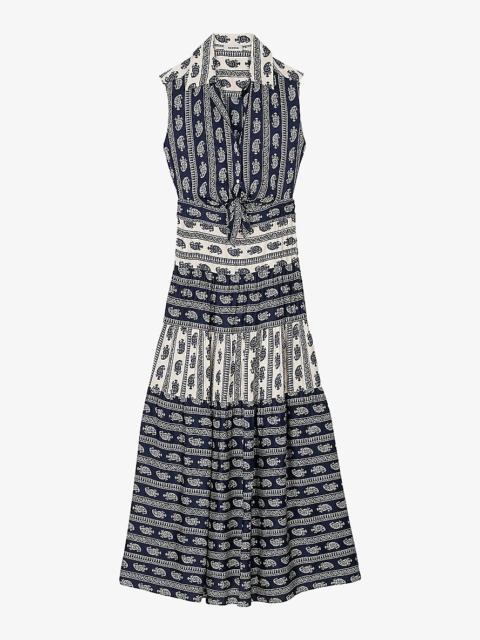 Paisley-print cut-out woven maxi dress
