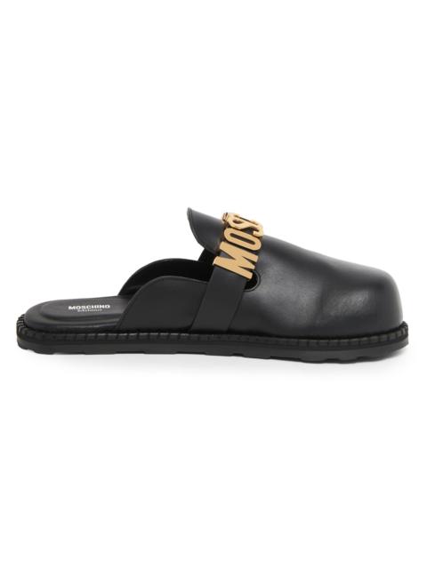 Moschino Men's Logo Leather Mules - Black