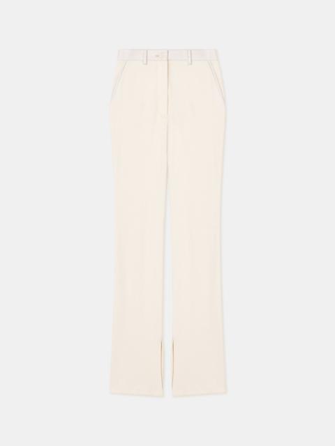 Leather-Trimmed Ribbed-Jersey Pants