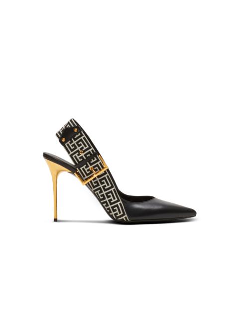 Balmain Ruby monogrammed leather slingbacks