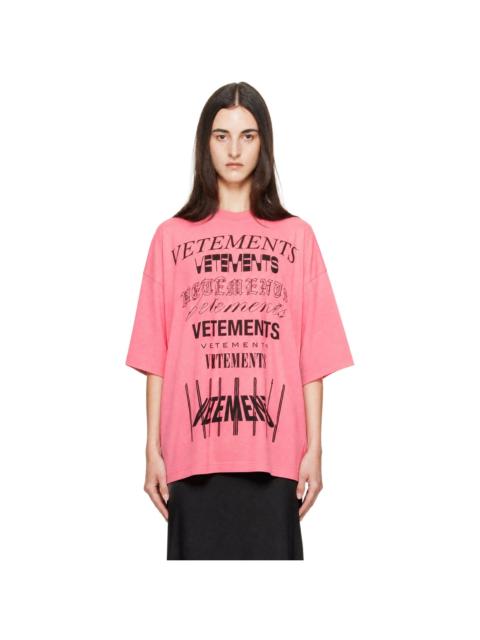 VETEMENTS Pink Multilogo T-shirt