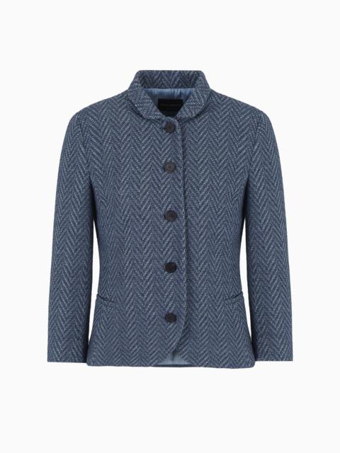 EMPORIO ARMANI Single-breasted jacket in chevron jacquard
