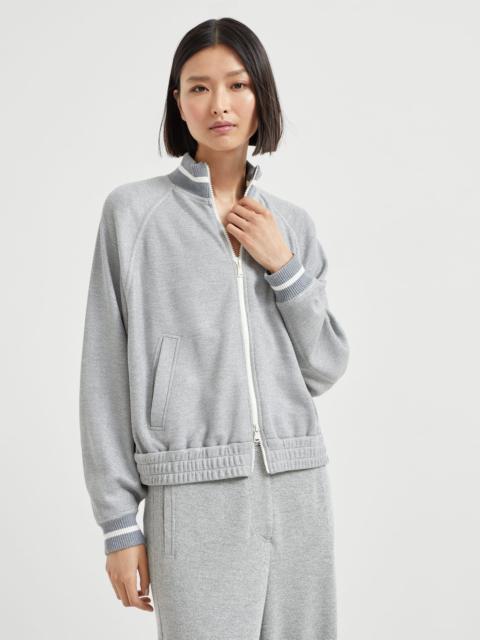 Brunello Cucinelli Sparkling piqué sweatshirt in cotton and viscose with zipper