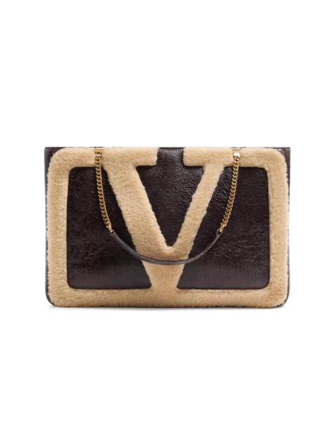 Valentino Women's Viva Superstar Medium Shopping Bag in Shearling - Brown Beige