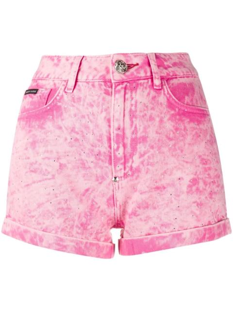 PHILIPP PLEIN acid-wash denim shorts