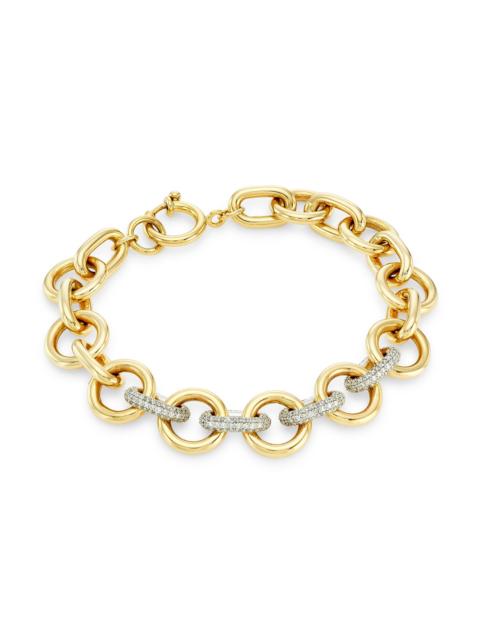 FOUNDRAE Women's Two-Tone 18K Gold & 1.56 TCW Diamond Mixed-Link Chain Bracelet - Yellow Gold