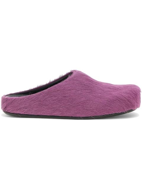 Marni Marni Long Hair Calfskin Fussbett Sabot Mule Prune Violet (Women's)