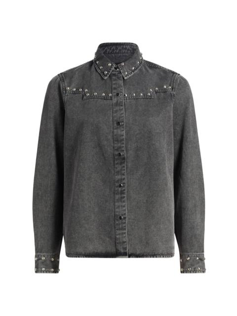 Rails Women's Vinea Studded Point-Collar Denim Shirt - Black