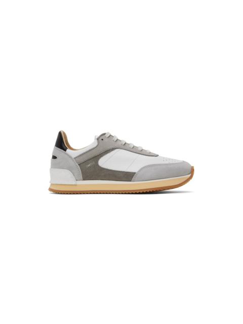 Spalwart White & Gray Dash Low Sneakers