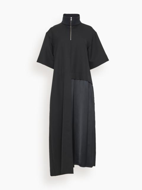 Plan C Long Sleeve Half Zip Dress in Black