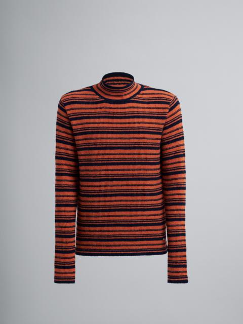Marni TERRY-CLOTH EFFECT STRIPED COTTON BLEND SWEATER