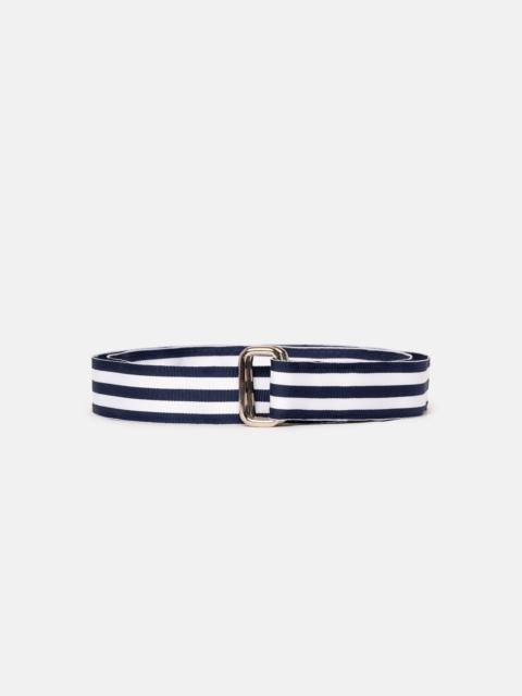 J. PRESS MADE-IN-USA NAVY & WHITE STRIPED GROSGRAIN RIBBON BELT