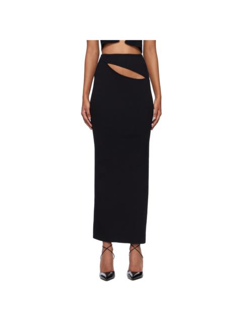 Black Hip Slash Maxi Skirt