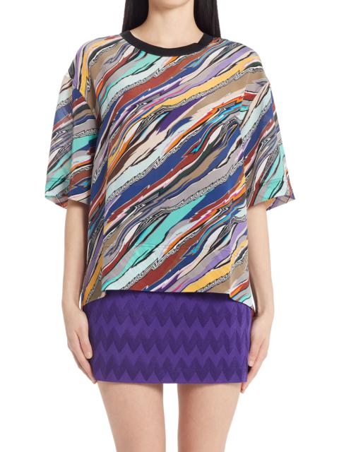 Print High-Low Silk Top