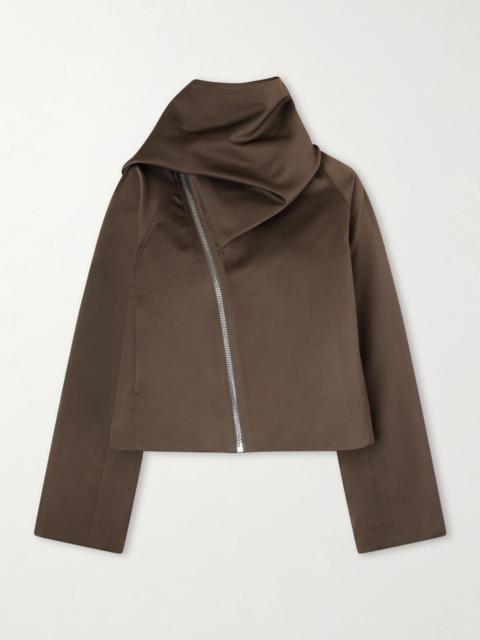 Rick Owens Cropped Scarf Flight satin-shell jacket Gray